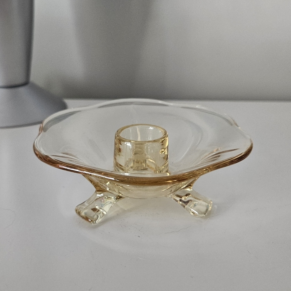 Fostoria Fairfax Style Yellow Topaz Candle Holder